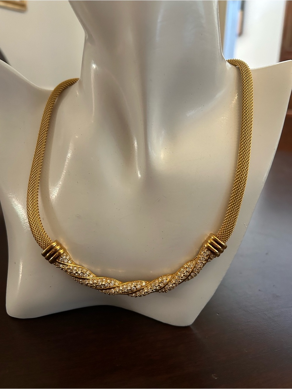 Swarovski Gold-Tone Twisted Pavé Necklace